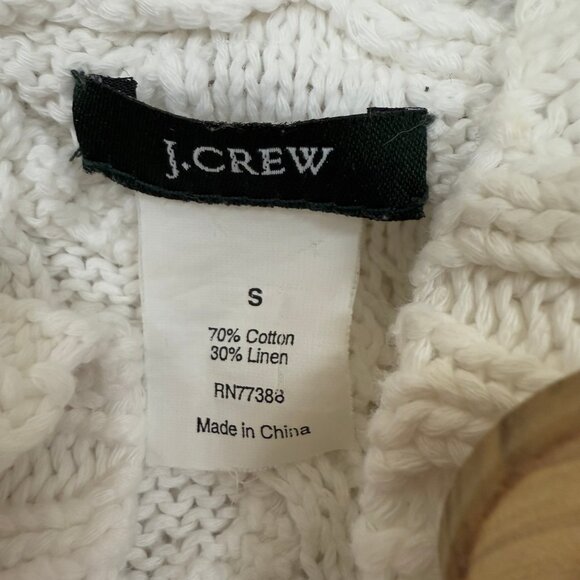 J Crew White Knit Hooded Wood Button Sweater with Pocket - 3/4 Sleeve - Small - Picture 4 of 4